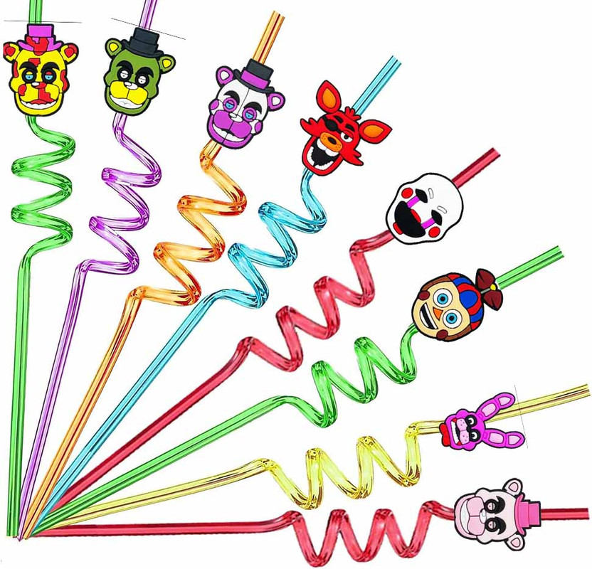 Five Nights at Freddy's Party Favors Drinking Straws Reusable Plastic ...