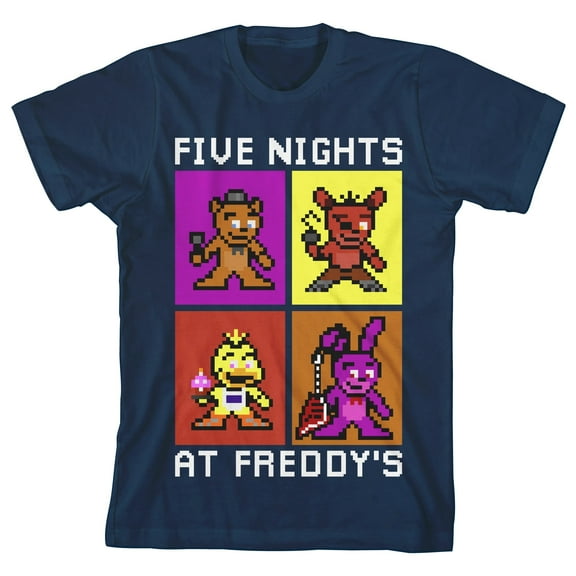 Five Nights at Freddy's Pixel Art Youth Boys Navy Tee-Medium