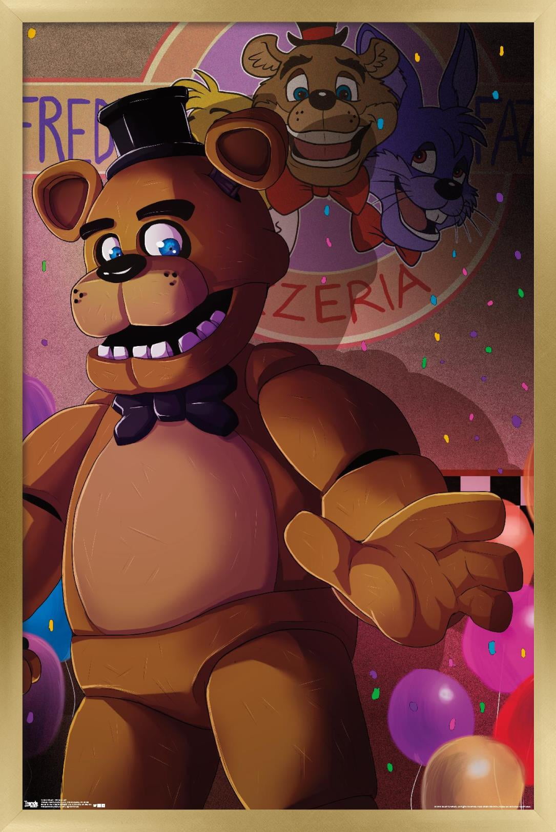 Five Nights at Freddy's - Pizzeria Art Wall Poster, 14.725" x 22.375", Framed