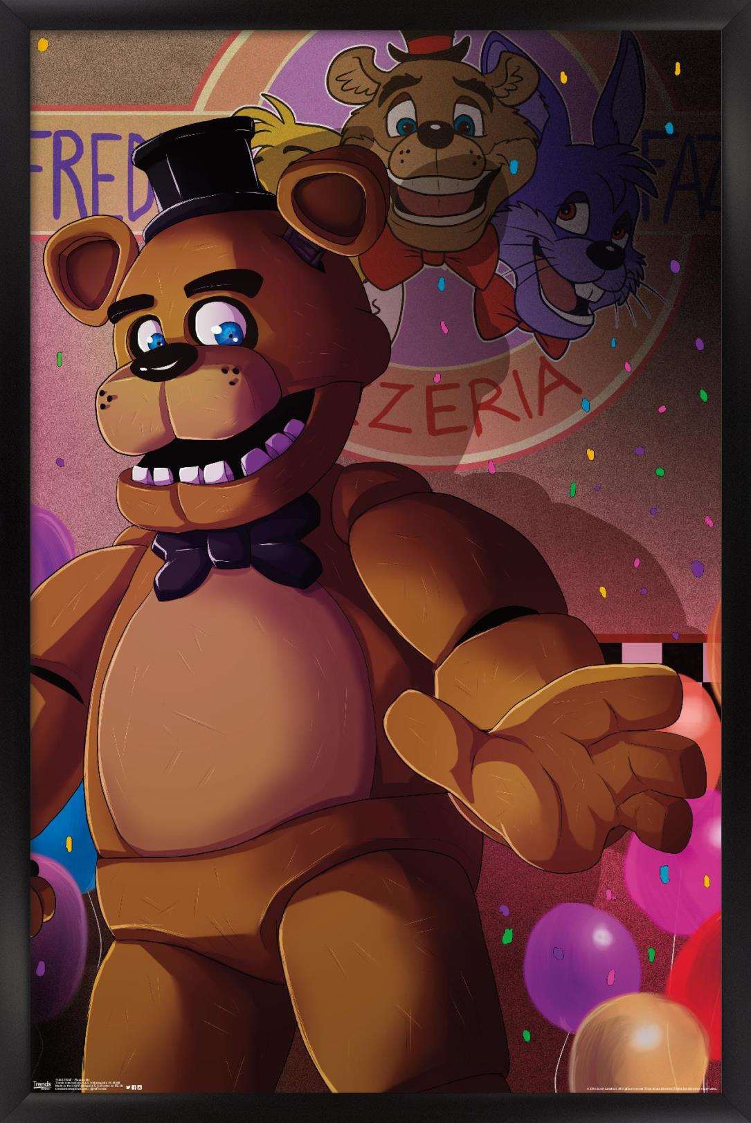 Five Nights at Freddy's - Pizzeria Art Wall Poster, 14.725" x 22.375", Framed
