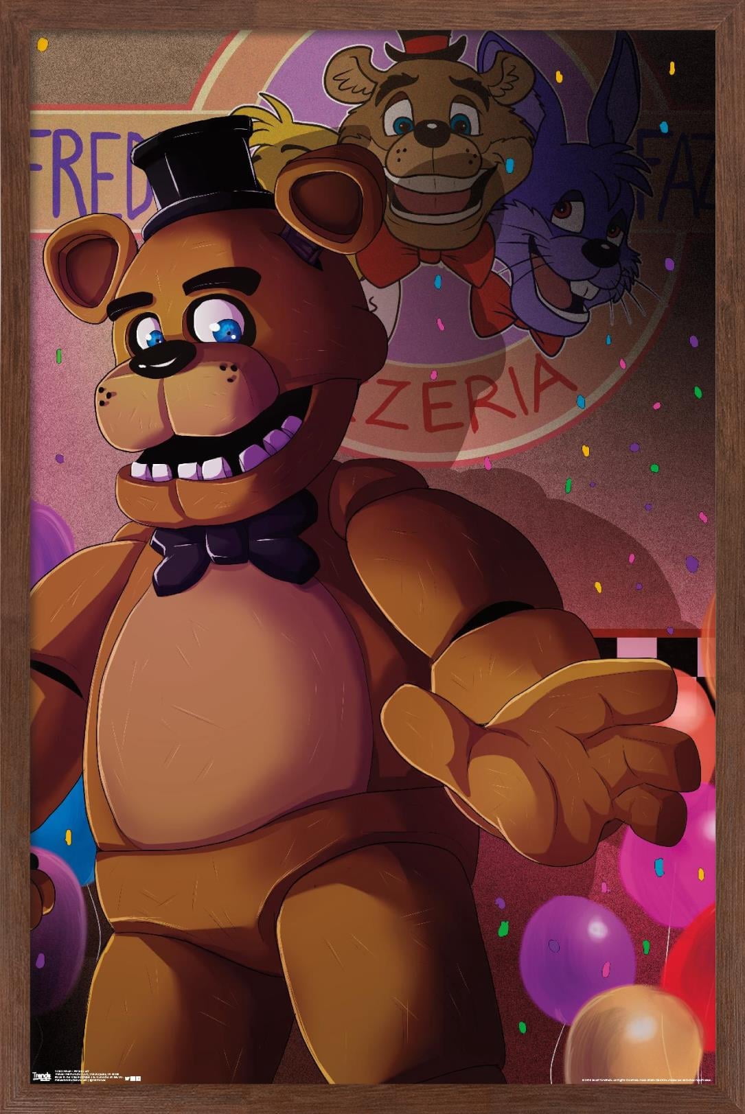 Five Nights at Freddy's - Pizzeria Art Wall Poster, 22.375" x 34", Framed