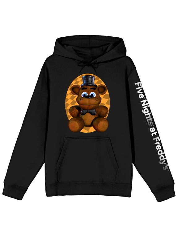 Plush Bear and Sleeve Title Logo Adult Black Hoodie-5XL