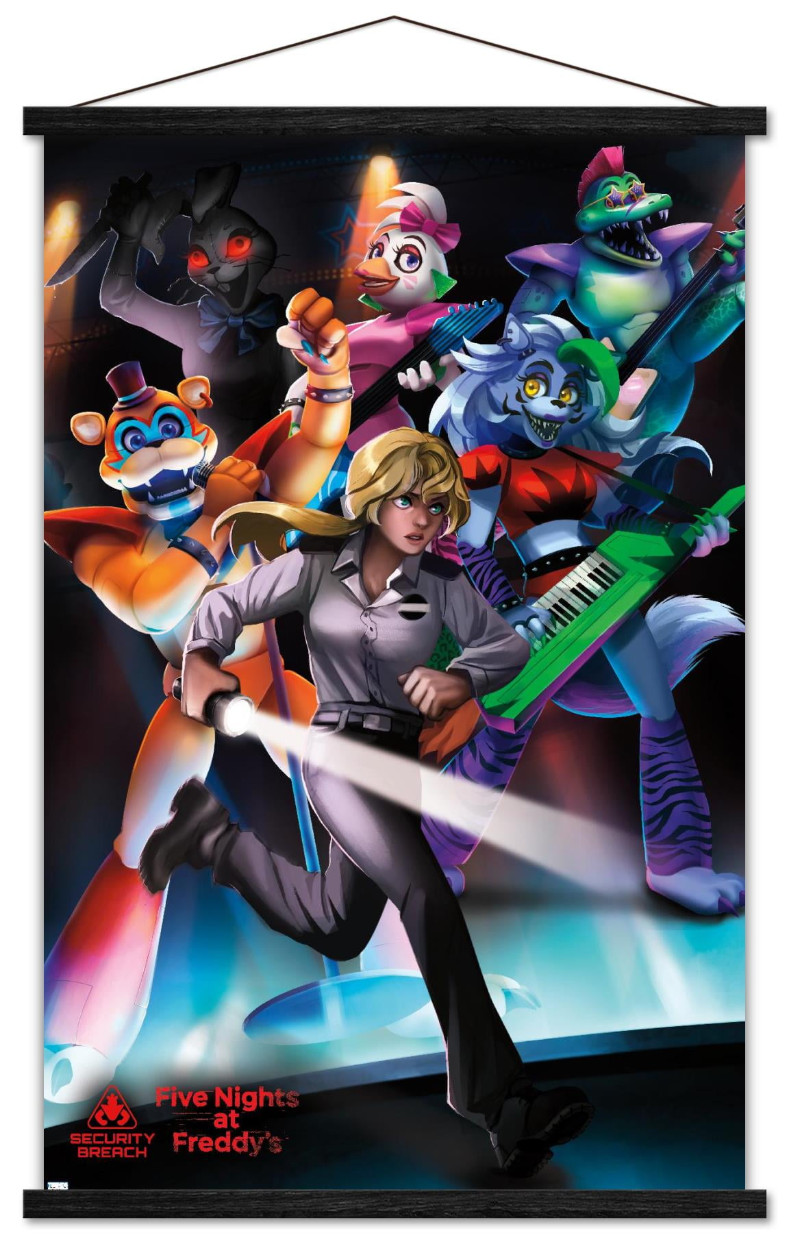 Five Nights at Freddy's: Security Breach - Group Wall Poster with Wooden Magnetic Frame, 22.375" x 34"