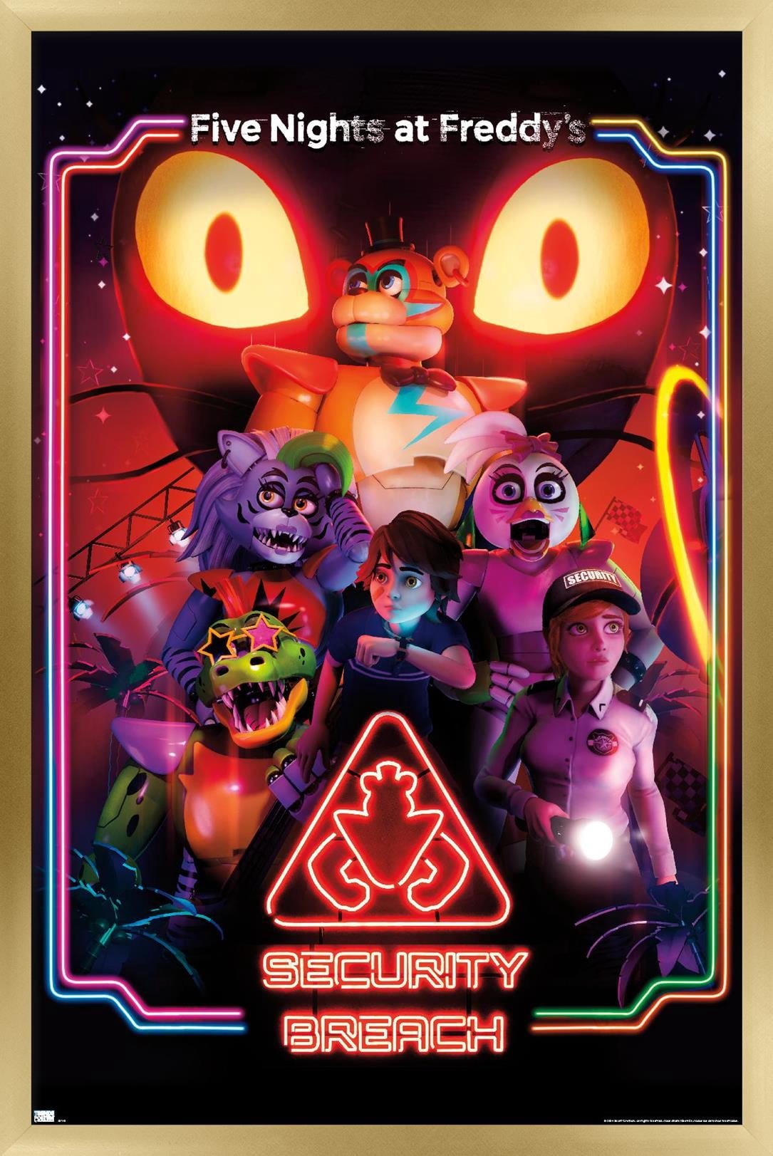 Five Nights at Freddy's: Security Breach - Key Art Wall Poster, 14.725" x 22.375" Framed