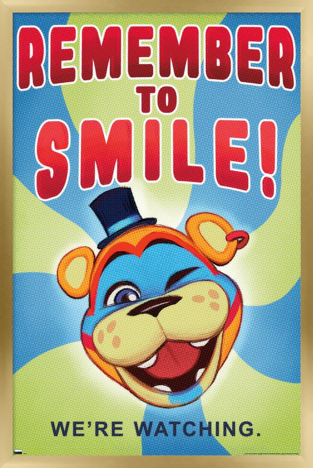 Five Nights at Freddy's: Security Breach - Remember To Smile Wall Poster, 14.725" x 22.375" Framed