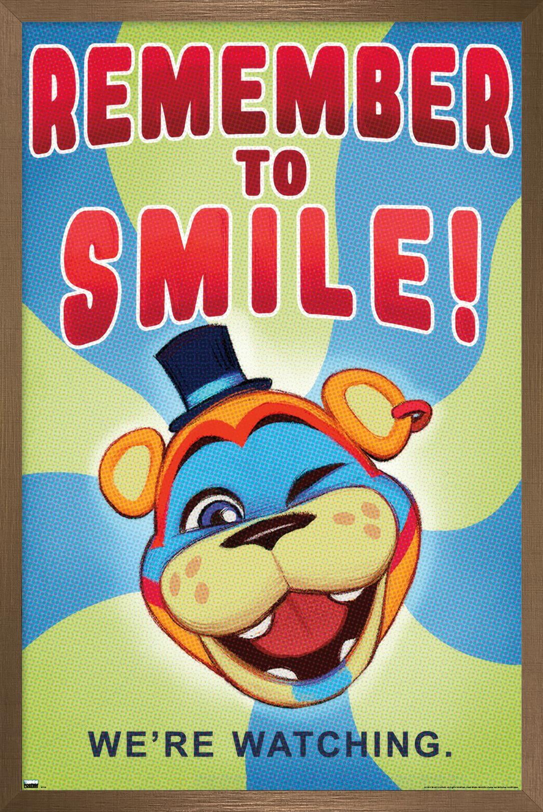 Five Nights at Freddy's: Security Breach - Remember To Smile Wall Poster, 22.375" x 34" Framed