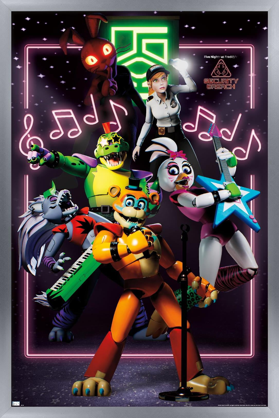 Five Nights at Freddy's: Security Breach - The Band Wall Poster, 22.375" x 34" Framed