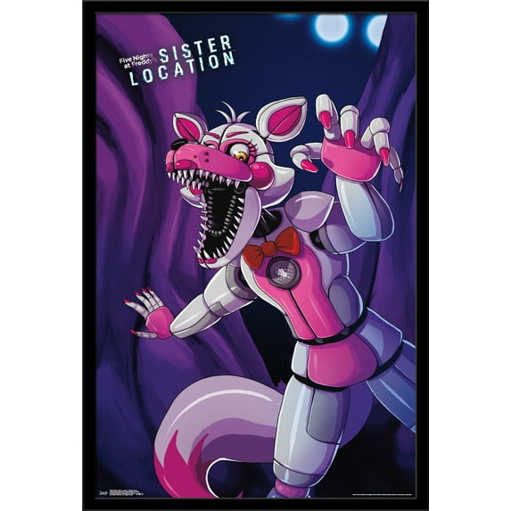Five Nights at Freddy's: Sister Location - Funtime Foxy Wall Poster, 22.375" x 34", Framed