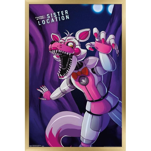Five Nights at Freddy's: Sister Location - Funtime Foxy Wall Poster, 22.375" x 34", Framed