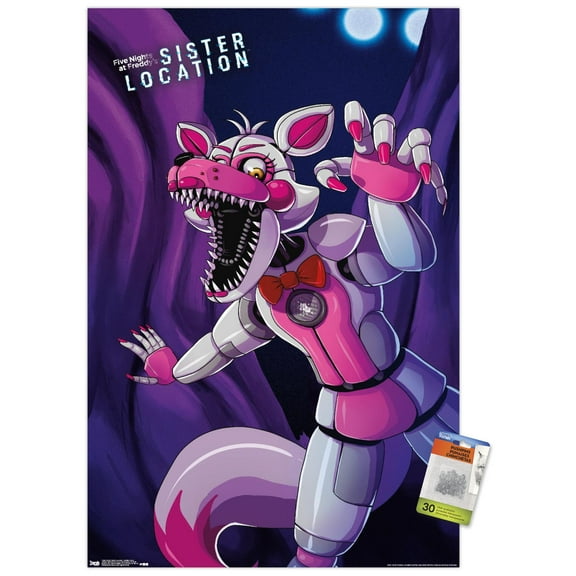 Five Nights at Freddy's: Sister Location - Funtime Foxy Wall Poster with Push Pins, 22.375" x 34"