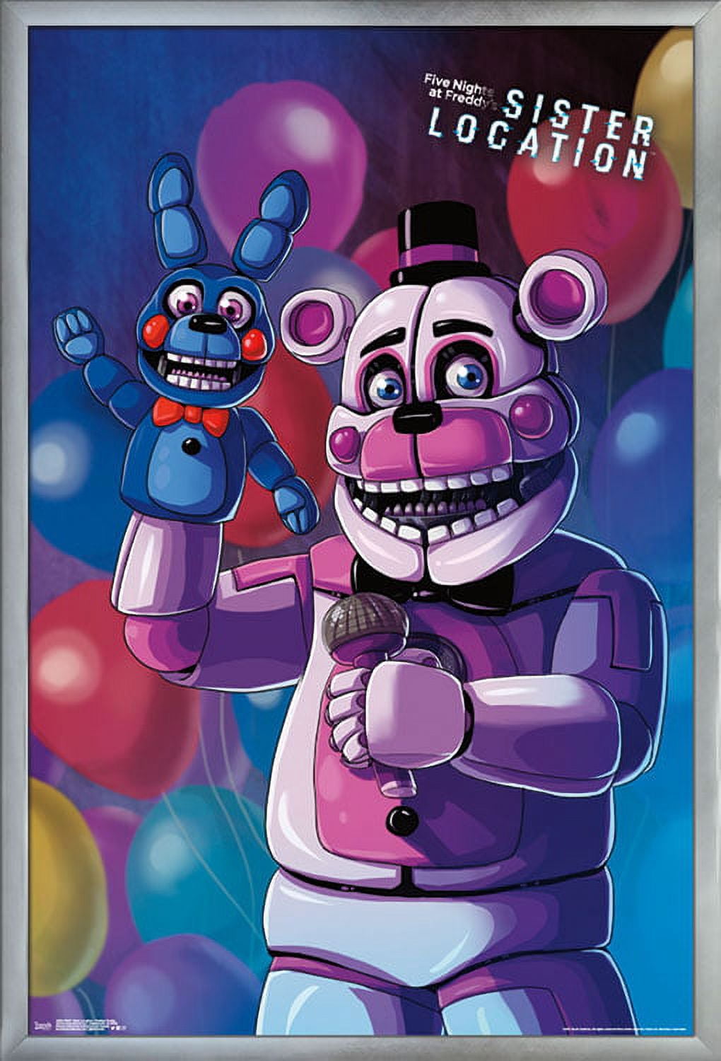 Five Nights at Freddy's: Sister Location - Funtime Freddy Wall Poster, 22.375" x 34", Framed