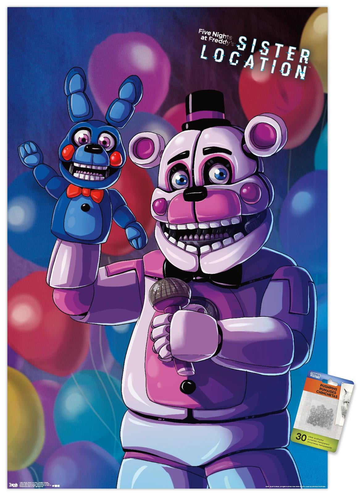 Five Nights at Freddy's: Sister Location - Funtime Freddy Wall Poster with Push Pins, 22.375" x 34"