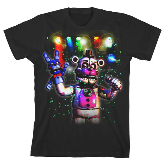 Five Nights at Freddy's Sister Location Party Time Boy's Black T-shirt-XL