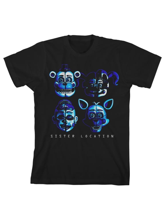 Sister Location Shadow Faces Boy's Black T-shirt-X-Large