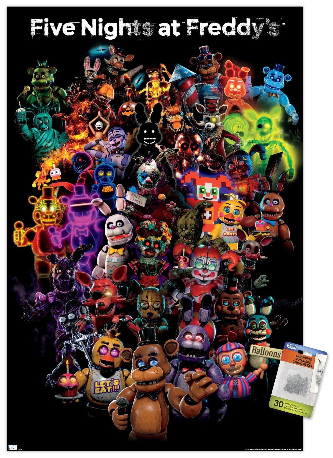 Trends International Five Nights at Freddy's - Freddy Unframed Wall Poster  Print Black Clip Bundle 22.375 x 34