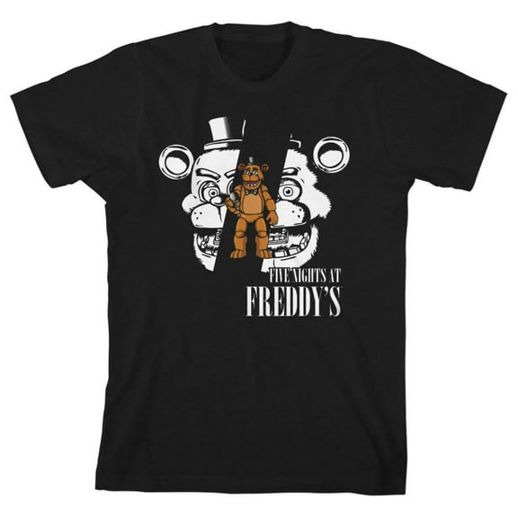 Five Nights at Freddy's Split Head Character Youth Black Graphic Tee-XS