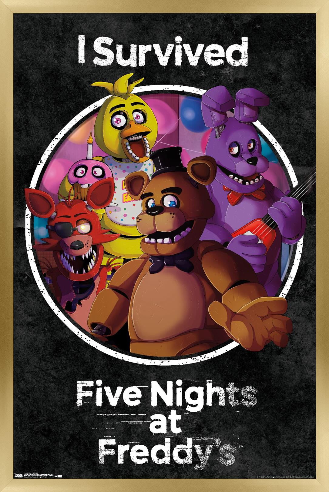 Five Nights at Freddy's - SurVived Wall Poster, 14.725" x 22.375", Framed
