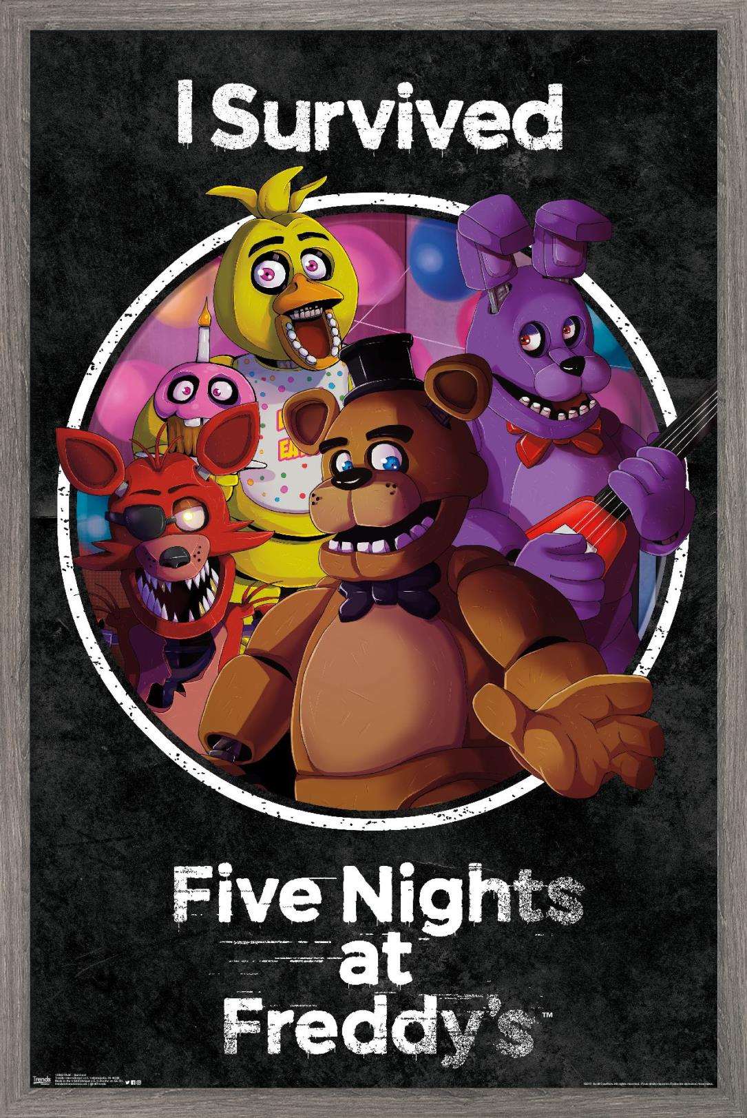 Five Nights at Freddy's - SurVived Wall Poster, 14.725" x 22.375", Framed