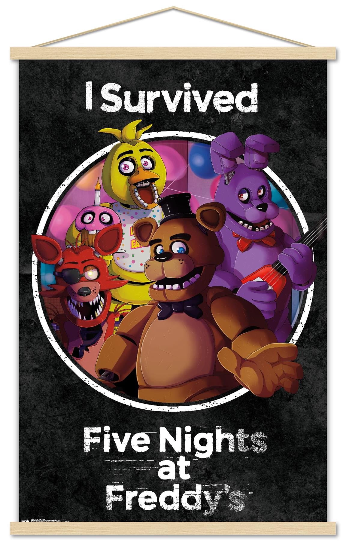 Five Nights at Freddy's - SurVived Wall Poster with Wooden Magnetic Frame, 22.375" x 34"
