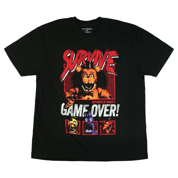 Five Nights at Freddy's T-Shirt Men's Survive Game Over Adult Short Sleeve Tee