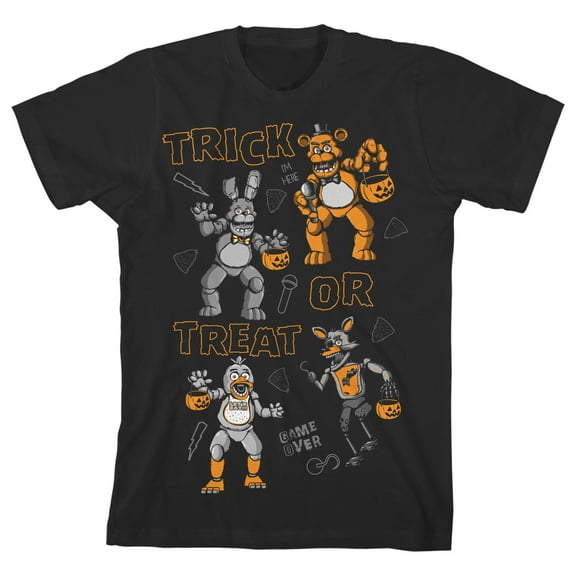 Five Nights at Freddy's Trick or Treat Boy's Black T-shirt-M