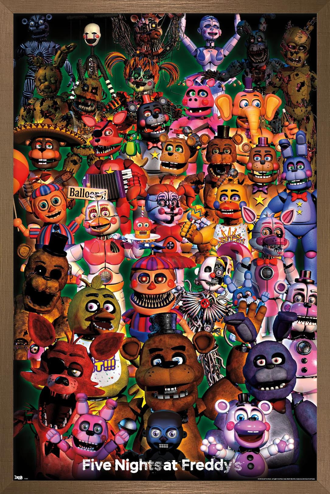 Five Nights at Freddy's - Ultimate Group Wall Poster, 14.725" x 22.375", Framed