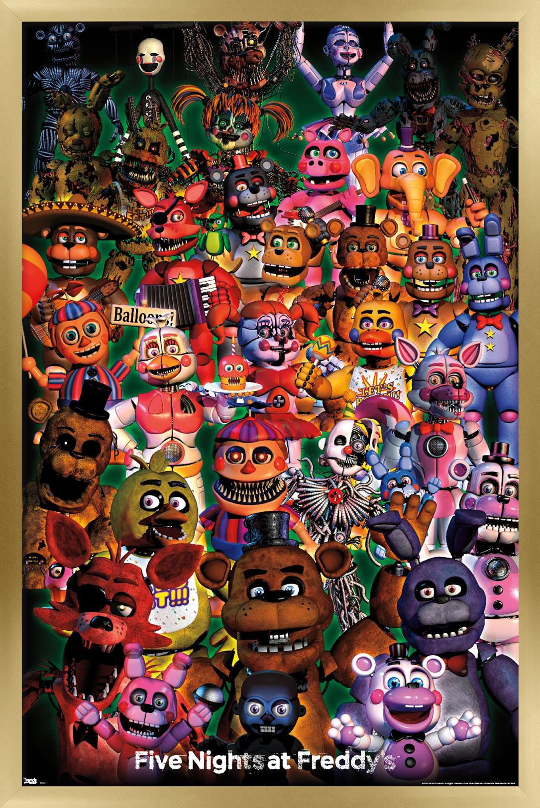 Five Nights at Freddy's - Ultimate Group Wall Poster, 14.725" x 22.375", Framed