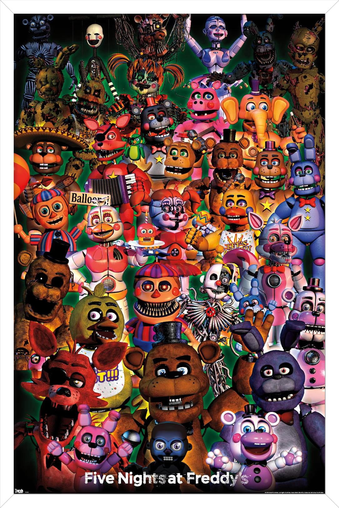 Five Nights at Freddy's - Ultimate Group Wall Poster, 14.725" x 22.375", Framed