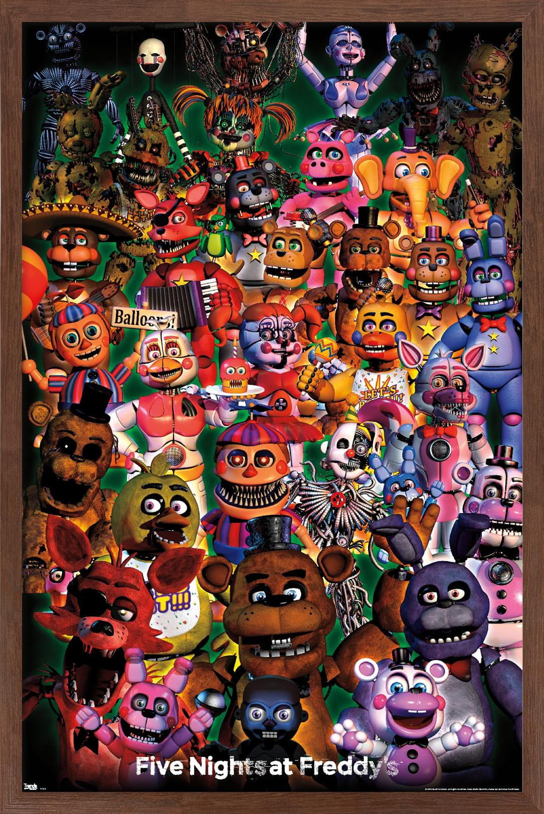 Five Nights at Freddy's - Ultimate Group Wall Poster, 22.375 x 34, Framed