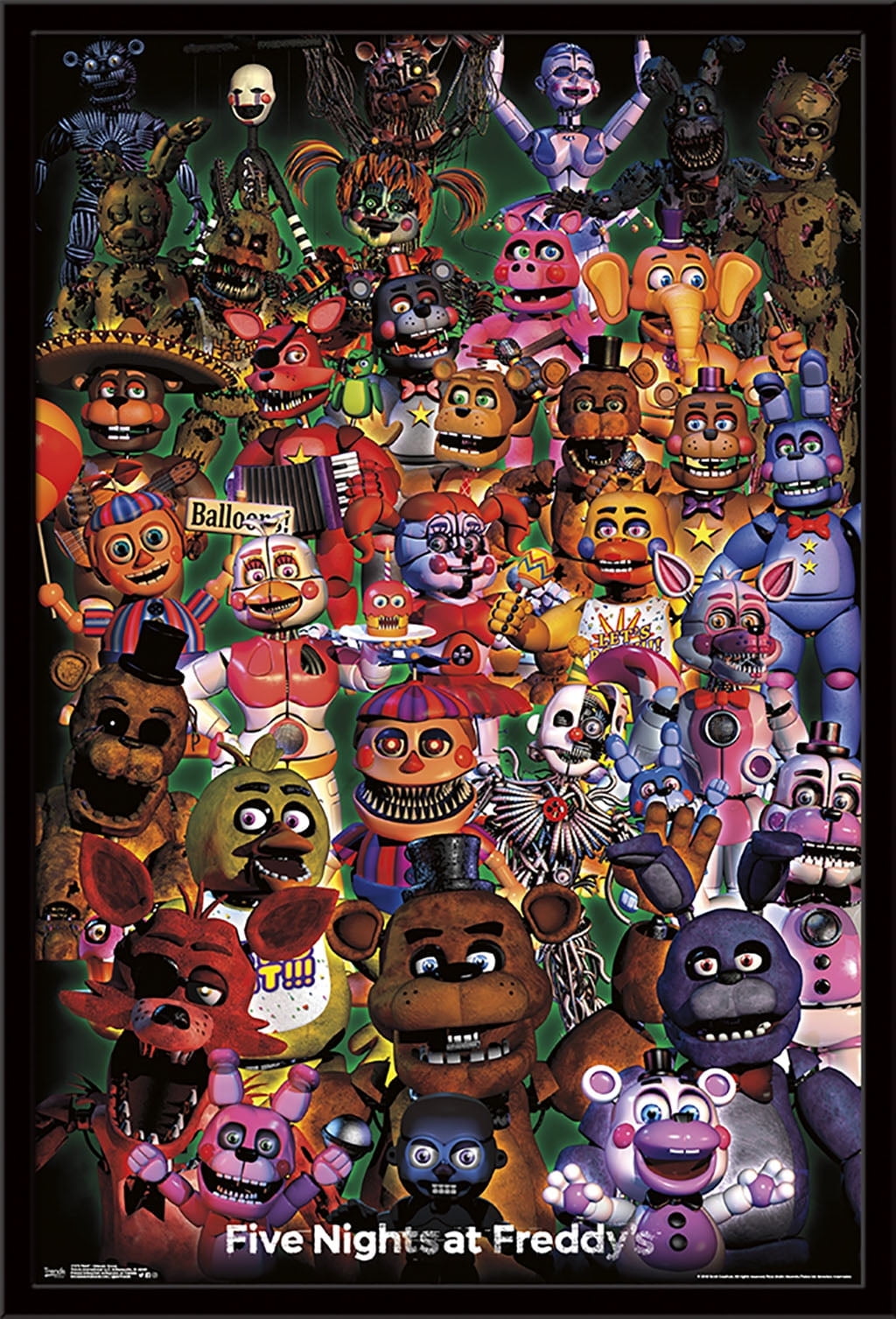 Five Nights at Freddy's - Ultimate Group Wall Poster, 22.375" x 34", Framed