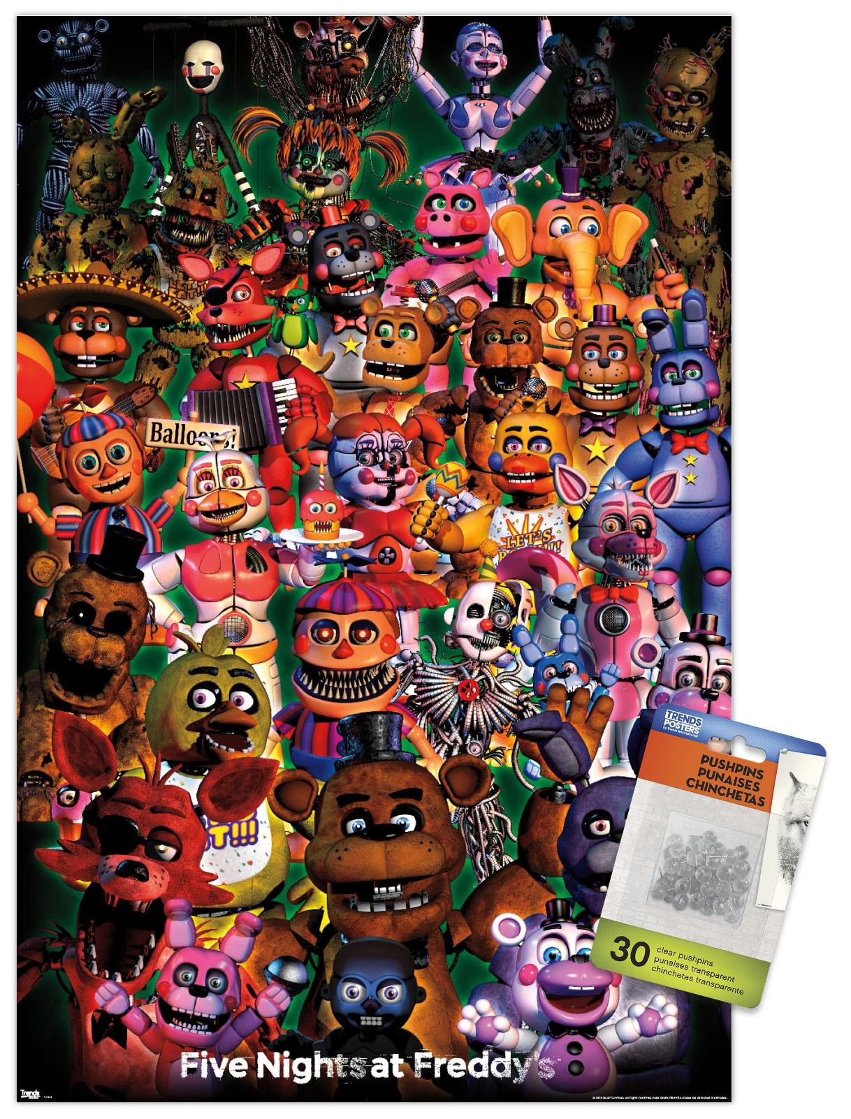 Five Nights at Freddy's - Ultimate Group Wall Poster with Push Pins, 14.725" x 22.375"
