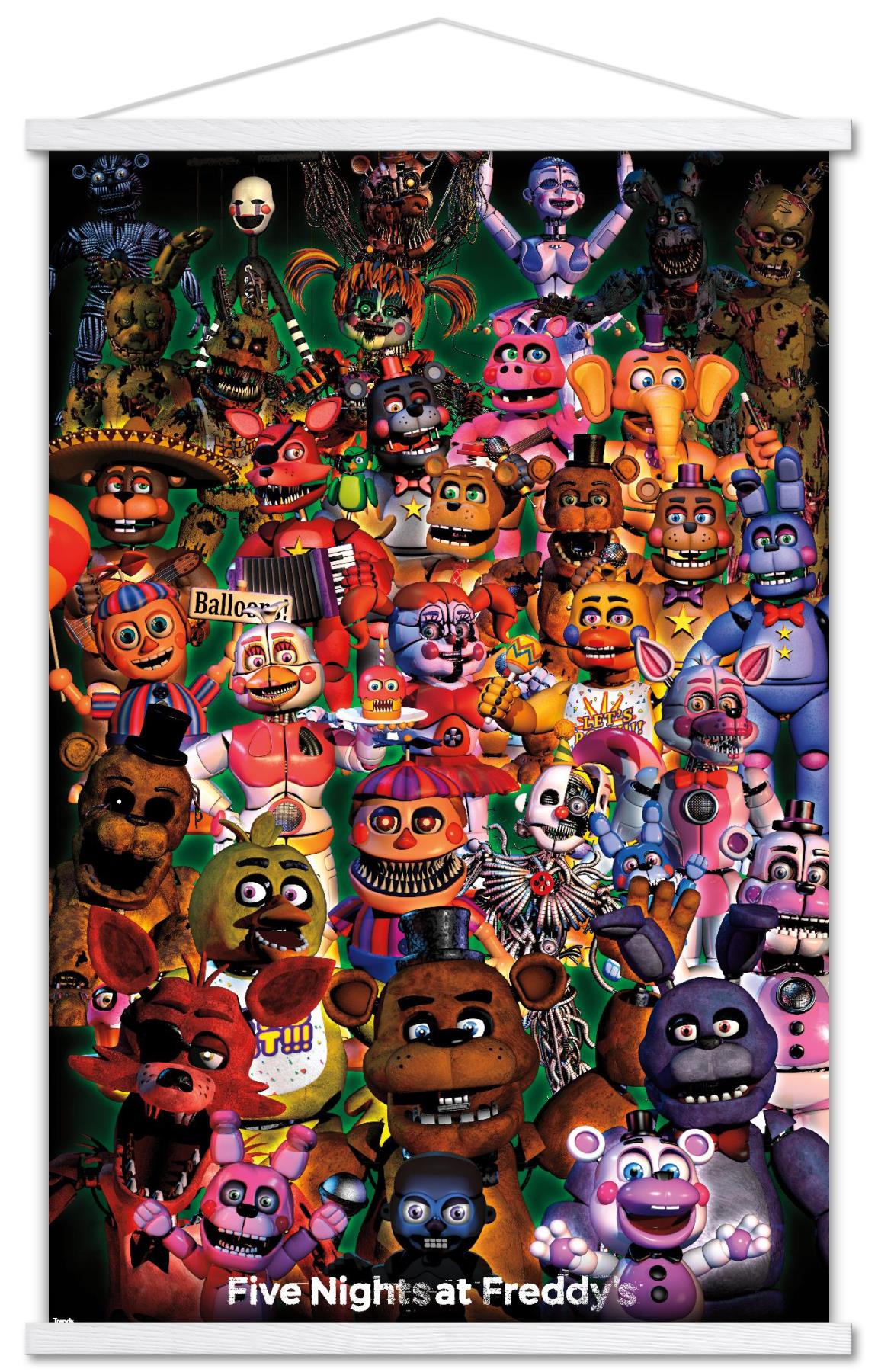 Five Nights at Freddy's - Ultimate Group Wall Poster with Wooden Magnetic Frame, 22.375" x 34"