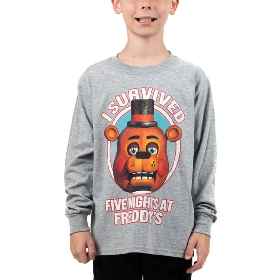 Five Nights at Freddy's Video Game Boys Long Sleeve Shirt-S