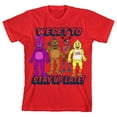 thumbnail image 1 of Five Nights at Freddy's We Get to Stay Up Late Boy's Red T-shirt-XS, 1 of 4