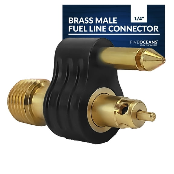 Five Oceans 1/4-Inch Brass NPT Male Fuel Connector 2-Prong, For Original Mercury Fuel Tank Connection 1998 and Up - FO4409