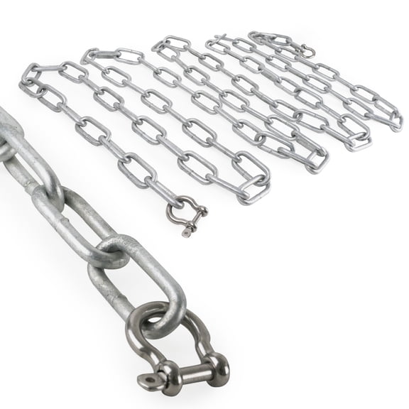 Five Oceans 1/4-Inch x 10-Foot Boat Anchor Lead Chain with Stainless Steel Shackles, Galvanized Steel Chain- FO4568-GN10