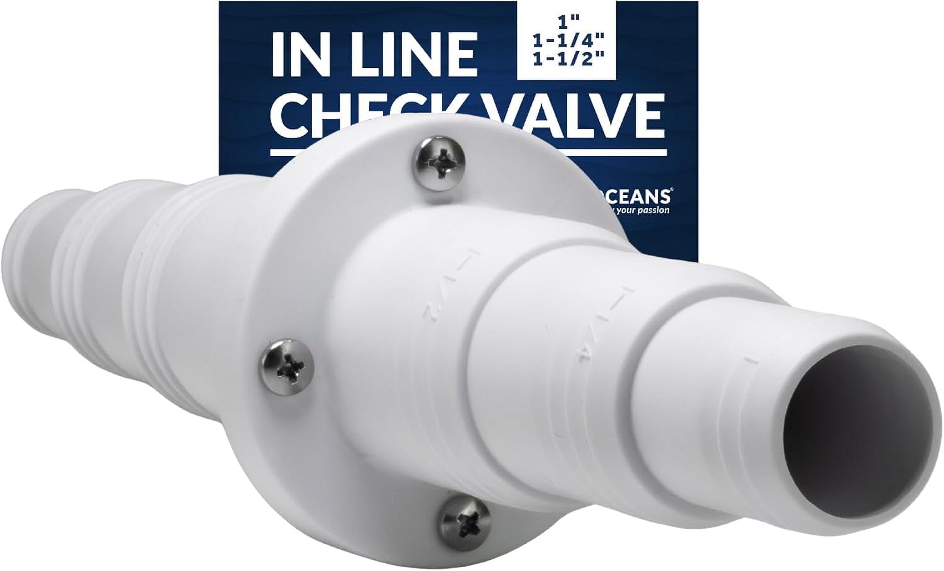 Five Oceans 1-Inch - 1 1/4-Inch - 1 1/2-Inch Check Valve Stepped Connection, Boat Bilge Pump Non-Return Check Valve, Marine In-Line One Way - FO2056