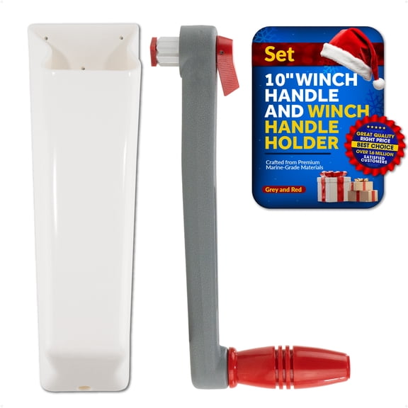Five Oceans 10-Inch Floating Sailboat Winch Handle with Universal Lock-In Mechanism & Winch Handle Holder Pocket Set - Durable Marine-Grade Design in High-Visibility Grey/Red - FO3924-570