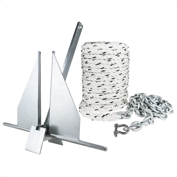 Five Oceans 10 lb Fluke Anchor Kit - Boat Anchor with Hand-Spliced Rope & Chain - FO3941-5168