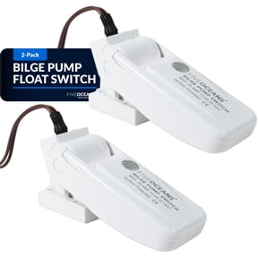 Five Oceans 12-24-32-Volts Automatic Boat Bilge Pump Float Switch for Electric Water Pump, Heavy-Duty Flow Sensor Float Switch for Boat Bilge Pump, Mercury Free, 20-Amps Max, 2-Pack - FO3610-M2