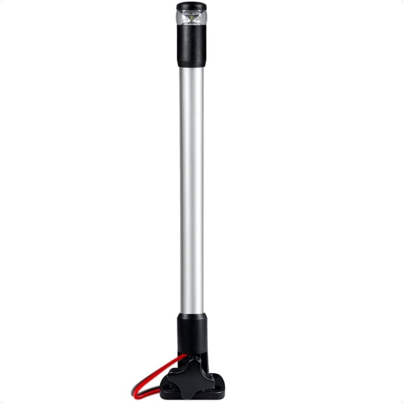 Five Oceans 14" LED Boat Anchor Light, 2NM All-Round Navigation Pole Light, 10-30V DC, IP65 Waterproof, Polycarbonate Lens & Aluminum Tube, Fold-Down Base Stern Light – FO5006