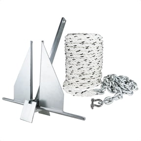 Five Oceans 16 lb Fluke Anchor Kit - Boat Anchor with Hand-Spliced Rope & Chain - FO3942-5164