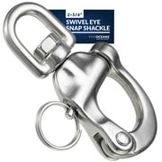 Five Oceans 2 3/4" Swivel Eye Snap Shackle Quick Release Bail Rigging for Sailing Boat, 316 Marine-Grade Stainless Steel Clip Carabiner Hook - FO443