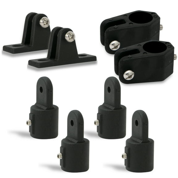 Five Oceans 2 Bow Marine Bimini Top Set 8 Piece, 7/8 inch Black Nylon FO3847-C2