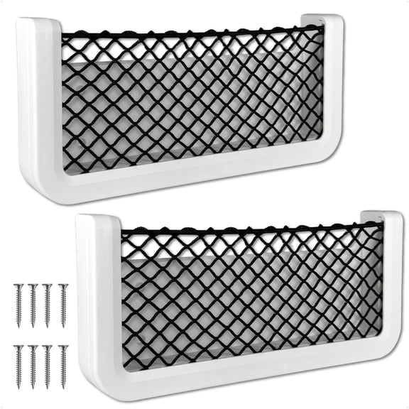 Five Oceans 2-Pack Boat Storage Net, White Frame, Black Elastic Netting, 9-7/8" x 4-1/2", Ideal Storage Net for Boat Organizer, Car, Rvs - FO4902-M2