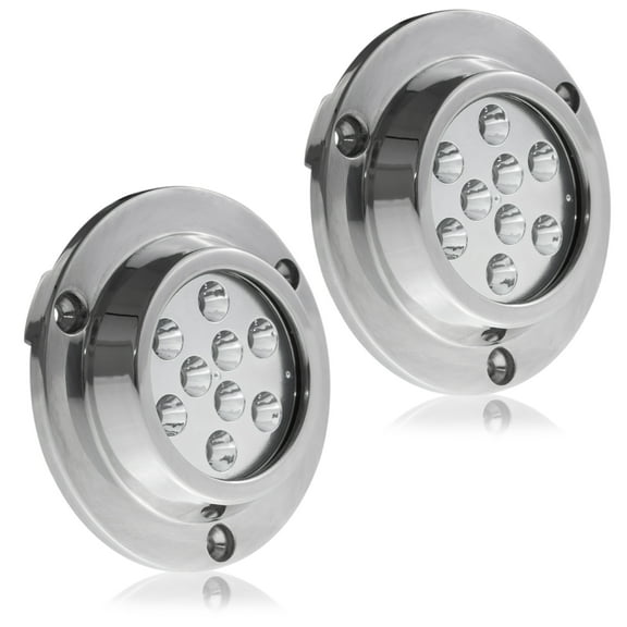 Five Oceans 2-Pack Underwater Boat Lights - Underwater Lights for Boat, Blue LED High-Power 3000 LM,Marine-Grade Boat Underwater Lights 316 Stainless Steel Body, 12-30V DC, Waterproof IP68 - FO4005-M2