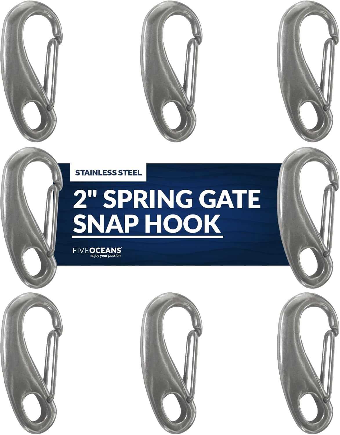 Artilife 10-Pack 2 Inch Stainless Steel 316 Spring Gate Snap Hooks - Marine Grade Quick Links