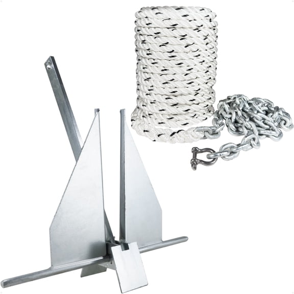 Five Oceans 2 lb Fluke Anchor Kit - Boat Anchor with Hand-Spliced Rope & Chain - FO4994-5162