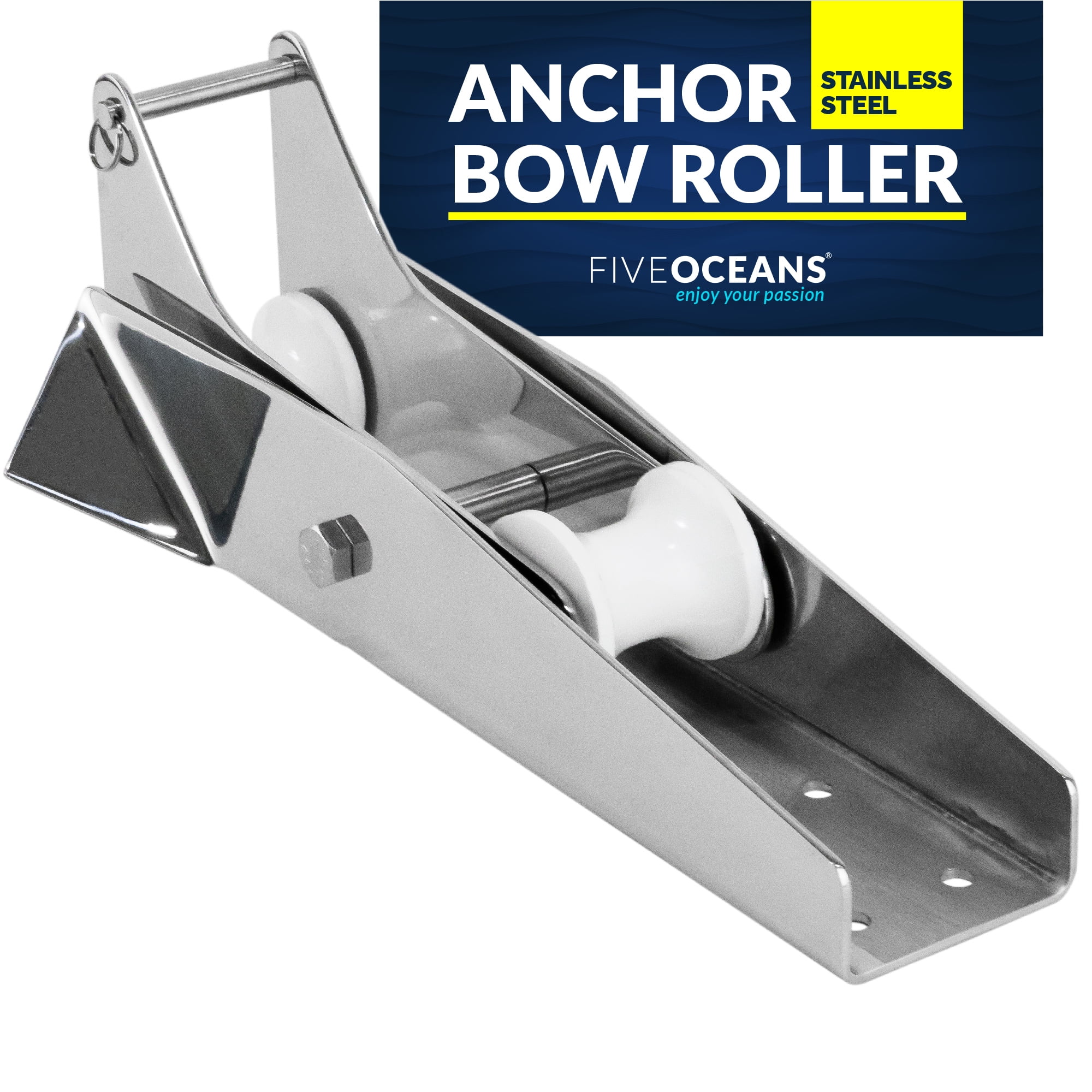 Five Oceans 316 Stainless Steel Anchor Roller, Hinged SelfLaunching Double Bow Roller with