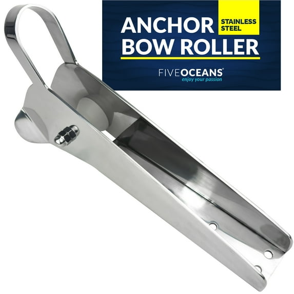 Five Oceans 316 Stainless Steel Fixed Anchor Bow Roller With Delrin Rollers, 14-5/8-Inch - FO4183